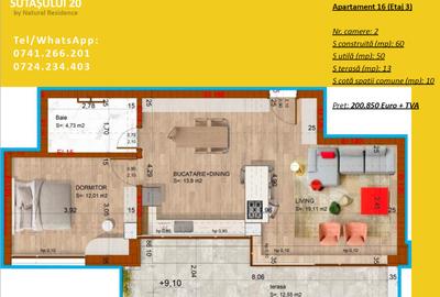 Apartament 2 camere + terasa de 13mp Direct dezvoltator! - 8