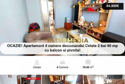 Apartament cu 4 camere decomandat, mobilat în Cetate