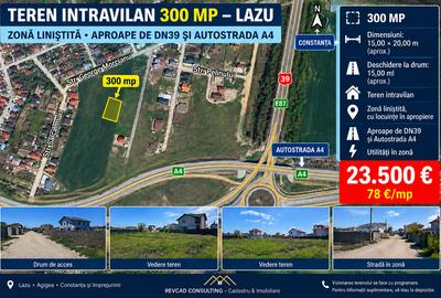 Teren Construcții intravilan de 300 mp, în Lazu