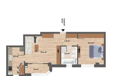 Apartament cu 2 camere în Cug