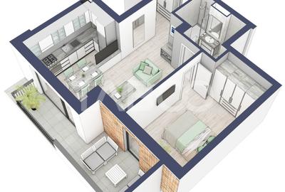 Apartament la parter cat un etaj 1 cu 47 mp utili 2 camere Turnisor - 1
