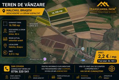 Teren extravilan de 16600 mp, în Hălchiu