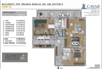 Apartament cu 4 camere decomandat, mobilat în Brâncoveanu