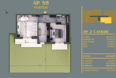 APARTAMENT 2 CAMERE PARTER CU TERASA SI GRADINA PROPRIE - 1
