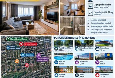 Apartament cu 3 camere semidecomandat în Drumul Taberei