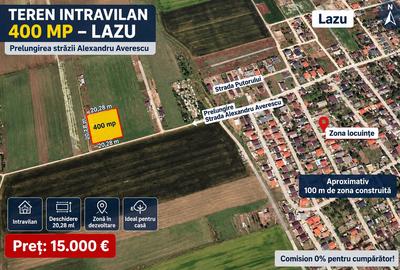 Teren Construcții intravilan de 400 mp, în Lazu