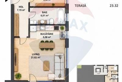Apartament cu 2 camere (terasa 23 mp) de vanzare - zona semicentrală - 9