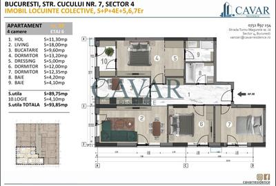 Apartament cu 4 camere decomandat, mobilat în Brâncoveanu