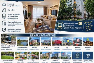 Apartament cu 3 camere semidecomandat în Drumul Taberei