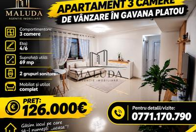 Apartament cu 3 camere decomandat, mobilat în Găvana Platou