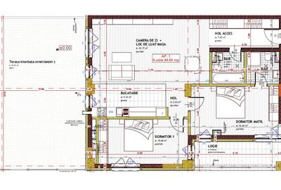 Apartament de 3 camere, 89.65mp, Semifinisat,Gradina,zona Tineretului, - 1