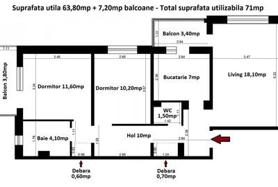 Apartament cu 3 camere decomandat în 1 Mai