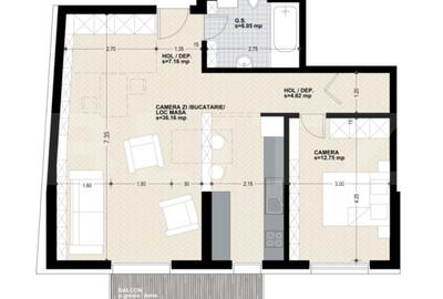 Apartament cu 2 camere semidecomandat în Mărăști