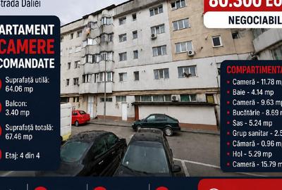DANCU - IASI, Apartament cu 3 camere decomandate - 68 mp - etaj 4/4, strada - 1
