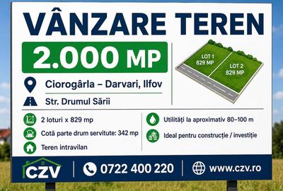 Teren Construcții intravilan de 2000 mp, în Ciorogârla