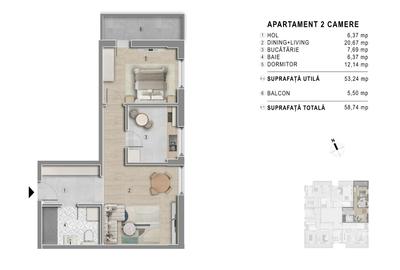2 camere - Bloc boutique - Metrou M2 - 2