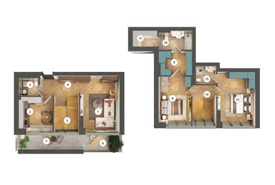 Duplex cu 3 camere - Tip D3D1 - 2