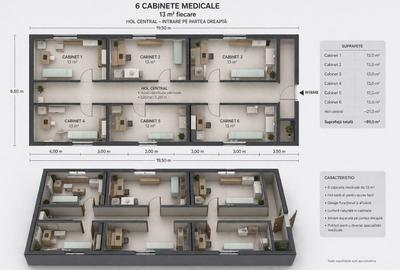 Cabinete medicale de închiriat, Ploiești – 6 cabinete, hol central - 1