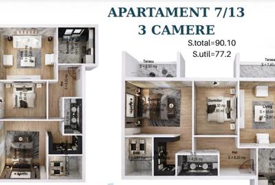 Apartament cu 3 camere decomandat în Theodor Pallady