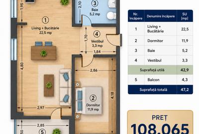 Apartament 2 camere Westside Otopeni, Et.1, bloc nou aproape de metrou - 4
