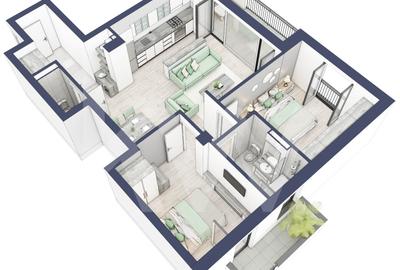 Apartament 3 camere, etaj 2, intabulare vara 2026 - 3