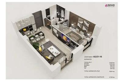 Apartament cu 2 camere semidecomandat în Tractorul
