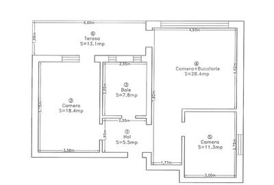 Apartament cu 3 camere semidecomandat, mobilat în Bună Ziua