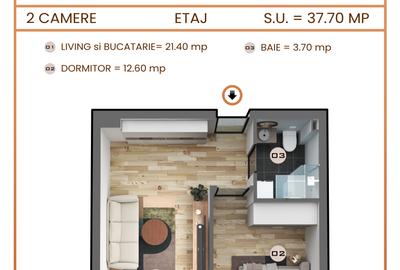 Apartament cu 2 camere semidecomandat în Militari