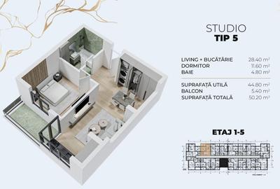 Apartament 2 camere-50 mp-Ansamblu Rezidential finalizat-Metrou Berceni - 2