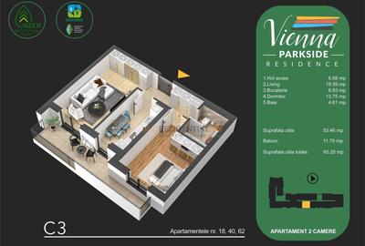 Apartament in bloc nou - 2 camere decomandate, balcon 11 mp - Sector 4 - 5