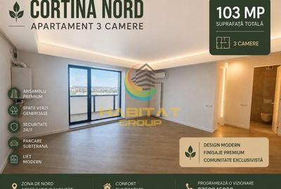 Apartament cu 3 camere nedecomandat în Pipera
