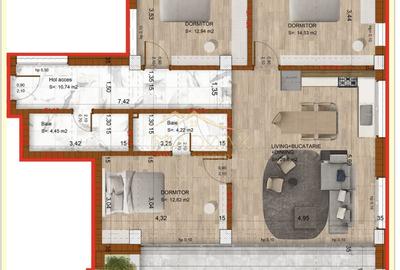 Apartament 4 Camere**TERASA**Bloc boutique***NOU// DOMENII - 37