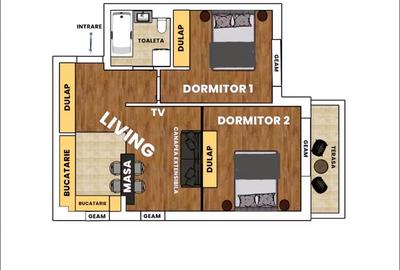Apartament 3 camere compact 2 camere modificat, Parter înalt, Parcare, boxa - 7