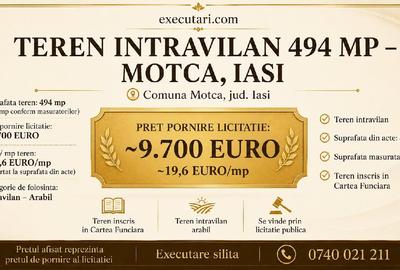 Teren agricol intravilan de 494 mp, în Moțca