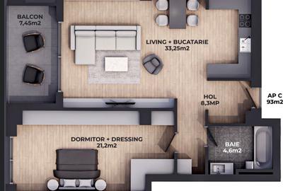 Apartament cu 2 camere decomandat în Central