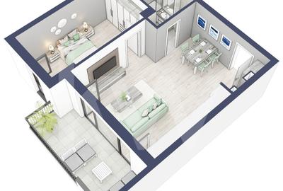 Apartament 2 camere, etaj 3 - 3