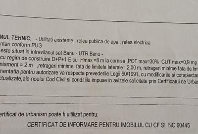 Teren intravilan 834 mp Banu, Dumești, Iași - Deschidere 17m la asfalt - 3