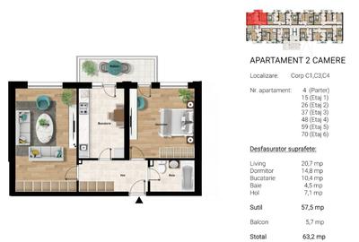 Apartament 2 camere decomandat cu suprafață de 63.2 mp, 7 minute Metrou Berceni - 13