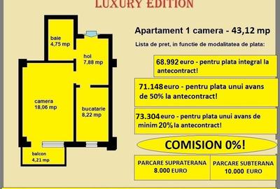 Apartament 1 camera de vanzare in Iasi, Galata, 43,12 mp, bloc nou - 2