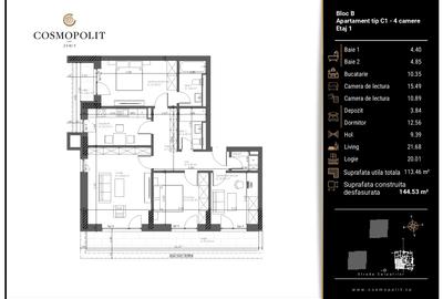 Apartament 4 camere Cosmopolit Zenit | Răcădău / Bloc B - 11