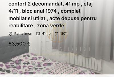 Pantelimon 2 camere   , 41 mp ,63500 eur - 1