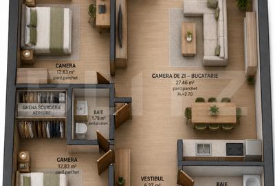 Apartament cu 3 camere decomandat în Tudor