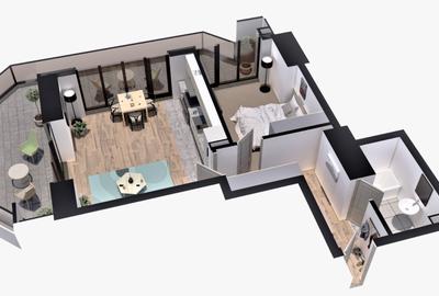 Apartament cu 2 camere semidecomandat în Nord
