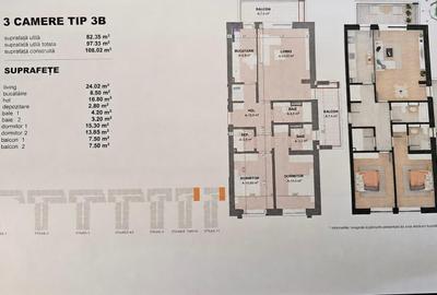 3 camere | 97 mp | Etaj 8 | Doi Cocosi Residence - 5