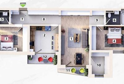 Apartament cu 3 camere decomandat în Mehala