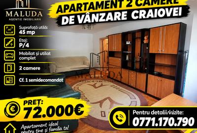 Apartament cu 2 camere semidecomandat, mobilat în Craiovei