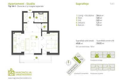 53D Studio Dublu 59mp Vedere Sud, Lux Metrou Straulesti Baneasa Sisesti - 2