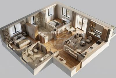 Apartament cu 3 camere semidecomandat în Universitate