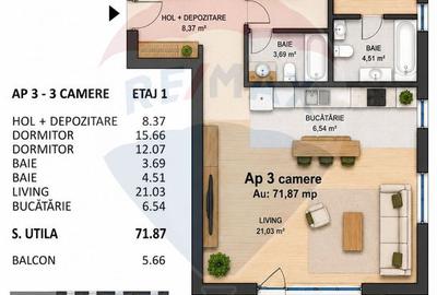 Apartament cu 3 camere de vânzare - zona semicentrală -Mărăști - 7