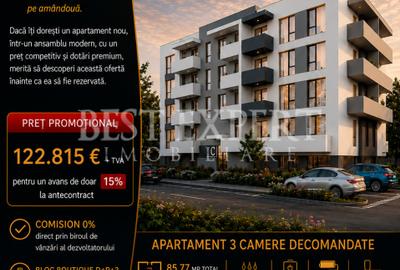 3 Camere Direct Dezvoltator| Bonus Parcare descoperita | Credit Ipotecar 15% - 1
